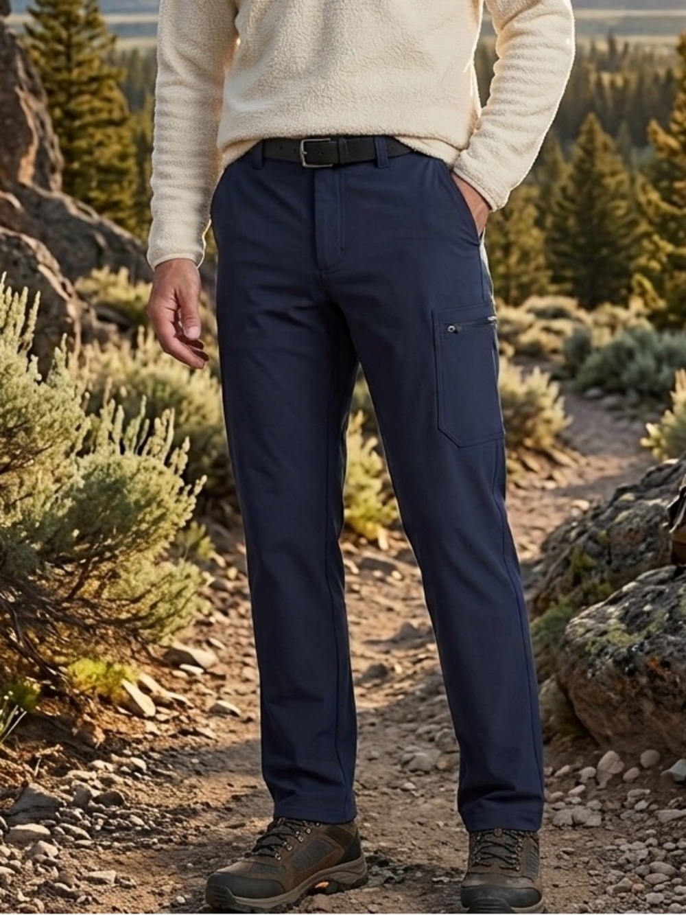 Eddie Bauer Men's Fleece-Lined Tech Pants Navy Blue 38x32 Winter Hiking